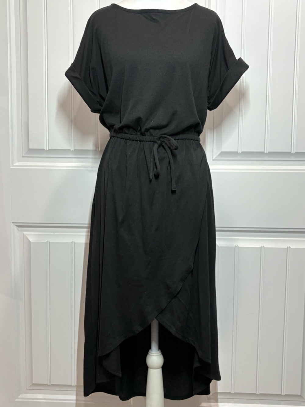just be Black Hi-Low Drawstring Waist Dress Size M